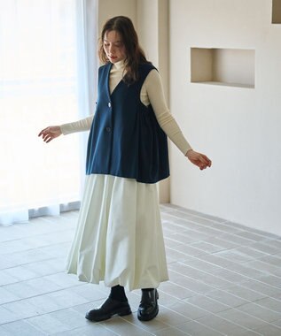 #Newans 【セレモニーにも】〈亀恭子さんコラボ〉サイドギャザージレ ネイビー