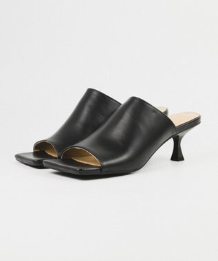 BONTRE 【PRECIEUX JOUET/プレシュウジュエ】ワイドスクエアスカルプチャーヒールミュール/019PJ ブラック