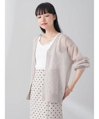 earth music&ecology ファンシーラメＶネックカーディガン Light Gray