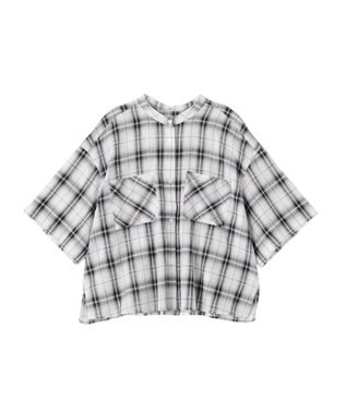 CRAFT STANDARD BOUTIQUE バックギャザーポンチョシャツ Check Ivory