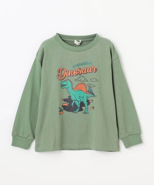 ANY KIDS 恐竜プリント 長袖Tシャツ カーキ（スピノサウルス）