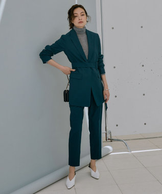 ICB 【洗える】 ウールマットウース ベルト付きジャケット パイングリーン系