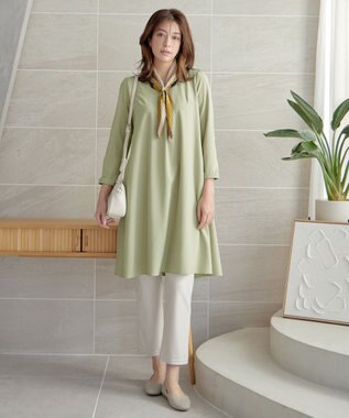 Tiaclasse 【洗える】バックギャザーハートネックAラインワンピース ミント