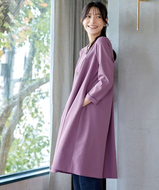 Tiaclasse 【洗える】バックギャザーハートネックAラインワンピース ラベンダー