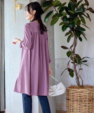 Tiaclasse 【洗える】バックギャザーハートネックAラインワンピース ラベンダー