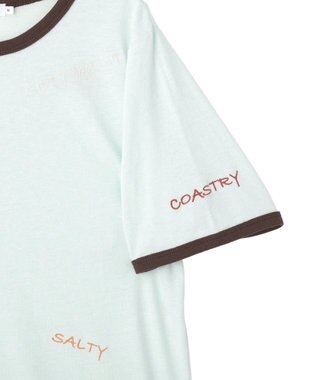 AMERICAN HOLIC ランダムロゴ刺繍リンガーTシャツ Mint