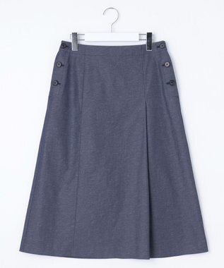 J.PRESS LADIES 【洗える】リネンツイル Aライン スカート ネイビーシャンブレー系