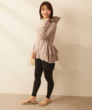 OP／FILA 【ocean pacific】フェイスガード付き バックフリル ラッシュガードパーカー ベージュ