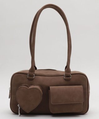 WEGO ハートポケットボストンバッグ ブラウン