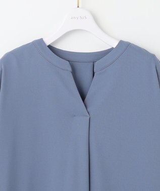 ANY SIS 【接触冷感・吸水速乾・UVケア】エアリードレープスムーススキッパー ブラウス スモーキーブルー