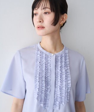 YECCA VECCA フリルデザインブラウス Sax