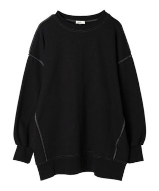 earth music&ecology 配色ルーズスウェット Black