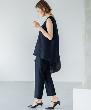 23区 【一部店舗限定/洗える】リネンライクジャカード セットアップ ネイビー系