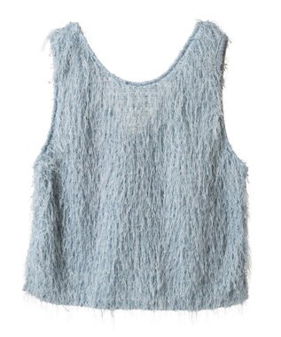 AMERICAN HOLIC 【前後2way】サイドスリットシャギーベスト Grayish Blue