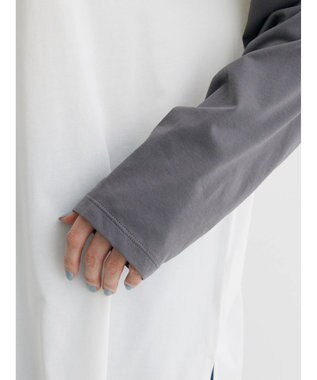 Green Parks シアーラグラン配色プルオーバー Light Gray