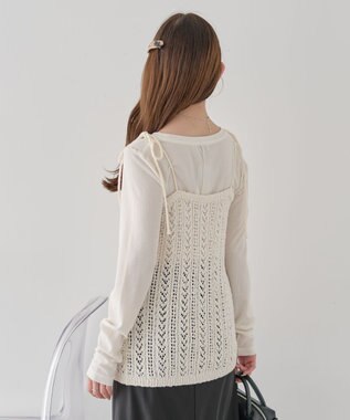 earth music&ecology 【予約】透かし編みニットキャミビスチェ アイボリー