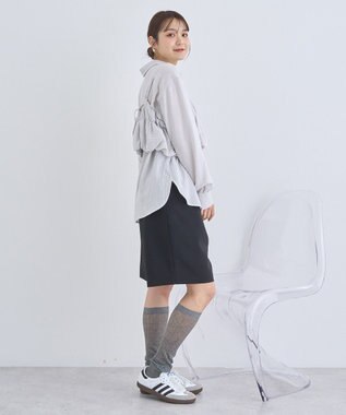 earth music&ecology ＳＥＴ２点起毛ストライプシャツ＋バルーンビスチェ Light Gray