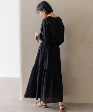 23区 【洗える】LIBECO ティアード スカート ブラック系