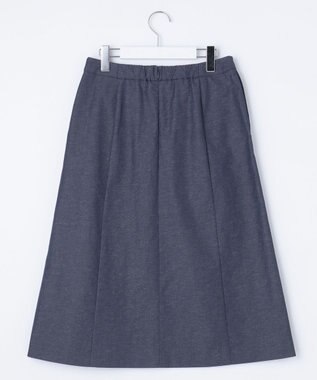 J.PRESS LADIES 【洗える】リネンツイル Aライン スカート ネイビーシャンブレー系