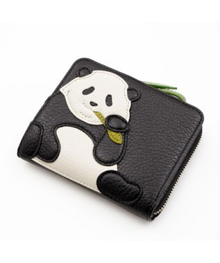 IBIZA アニマーダ　牛革　二つ折り財布（パンダ） 黒