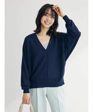 Green Parks ＵＶカット加工　ドルマンニットカーディガン Navy