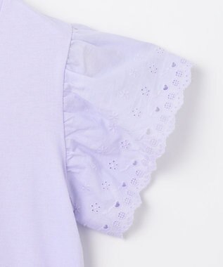 ANY KIDS 袖レース ケーキプリント Tシャツ ラベンダー