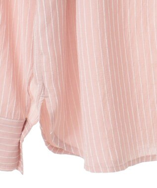 earth music&ecology ＳＥＴ２点起毛ストライプシャツ＋バルーンビスチェ Pink