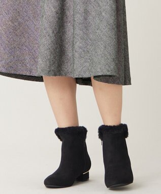 ANY SIS 【23.0~24.5cm】メタルポイントフェイクファーレディ ブーツ ブラック