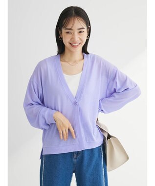 Green Parks Ｖネックシアーカットカーディガン Purple