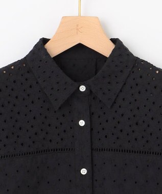 組曲 S エンブロイダリーレース襟付 ブラウス ブラック系