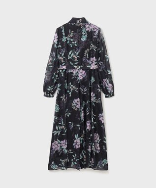 GRACE CONTINENTAL フラワーレイヤーワンピース ブラック