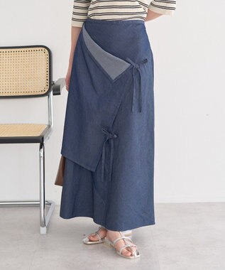 earth music&ecology ランダムキリカエラップスカート Medium Indigo