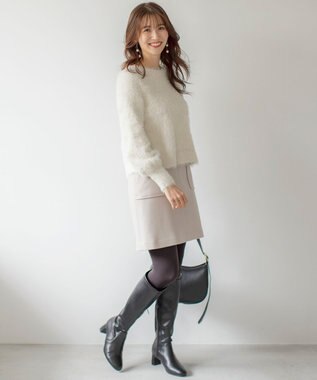 ANY SIS 【セットアップ可】メルトンライク ミニスカート アイボリーベージュ