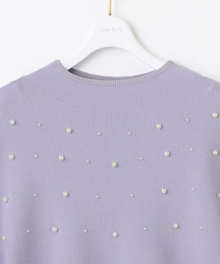 ANY SIS 【洗える】パール調ディテール ニット ラベンダー
