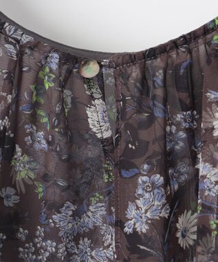 自由区 【セットアップ対応・洗える】ボタニカルフラワープリント ブラウス セピア系