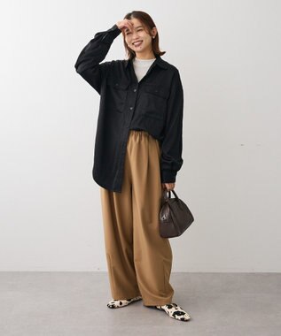 Green Parks ・ＳＵＧＡＲ　ＳＰＯＯＮ　サテンオーバーシャツ Black