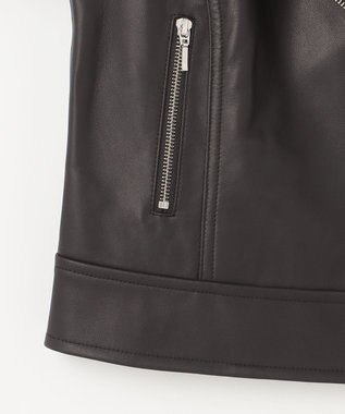 GRACE CONTINENTAL ノーカラーレザーライダースジャケット ブラック