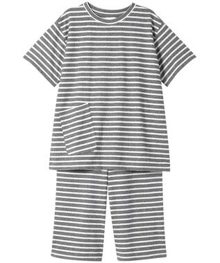 une nana cool 綿混ブークレーボーダー 半袖パジャマ GY