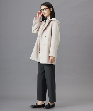 J.PRESS LADIES L ショートビーバー フーデット コート ベージュ系