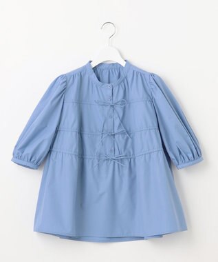 Feroux リボンギャザー ブラウス ネイビー系