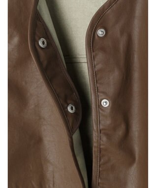 Green Parks フェイクレザーベスト Brown