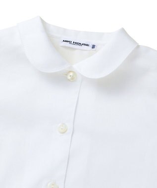 MIKI HOUSE HOT BISCUITS 【90-140cm】ピケ素材の丸衿長袖ブラウス 白