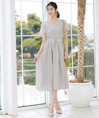 Tiaclasse 【洗える】大人上品なシアータックワンピース グレージュ