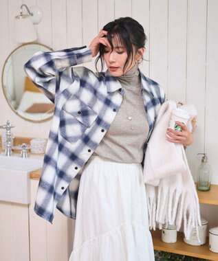 WEGO 【2025年秋冬新作/SMLサイズ展開/ユニセックス着用ITEM】オンブレチェックネルシャツ（LS） 柄4