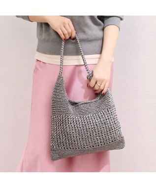 UNBILLION カシュカシュ cachecache / メタリックコード柄編みワンハンドルトート