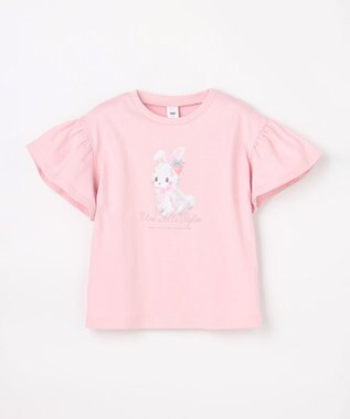 ANY KIDS 【綿100%】ドロップショルダー アニマルプリントTシャツ ピンク×ウサギ
