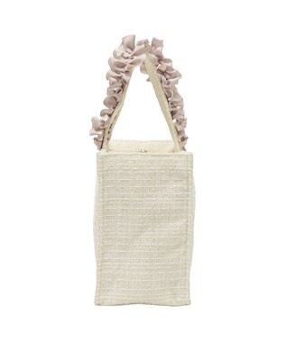 Maison de FLEUR ツイードフリルハンドルスクエアトートバッグ Ivory
