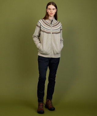 JOSEPH ABBOUD MOUNTAIN 【イタリア糸使用/サスティナブル素材/裏地付き/ライナードッキング対応】 コットンウールジャガードニットアウター ベージュ系