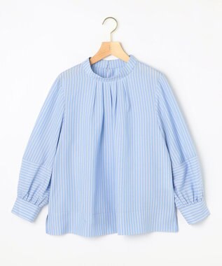 組曲 S リヨセルシャーティングハイネック ブラウス サックスブルーストライプ系1