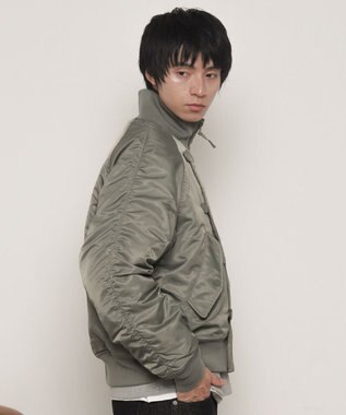 WEGO ナイロンスタンドブルゾン カーキ